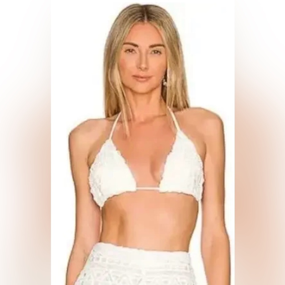 Rumer Ines‎ Triangle Bikini Top in white